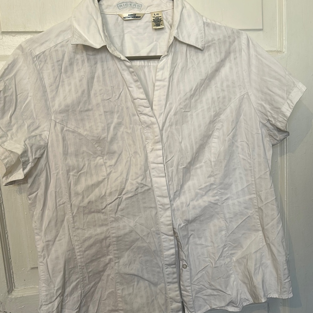Riders by Lee White Short Sleeve Blouse